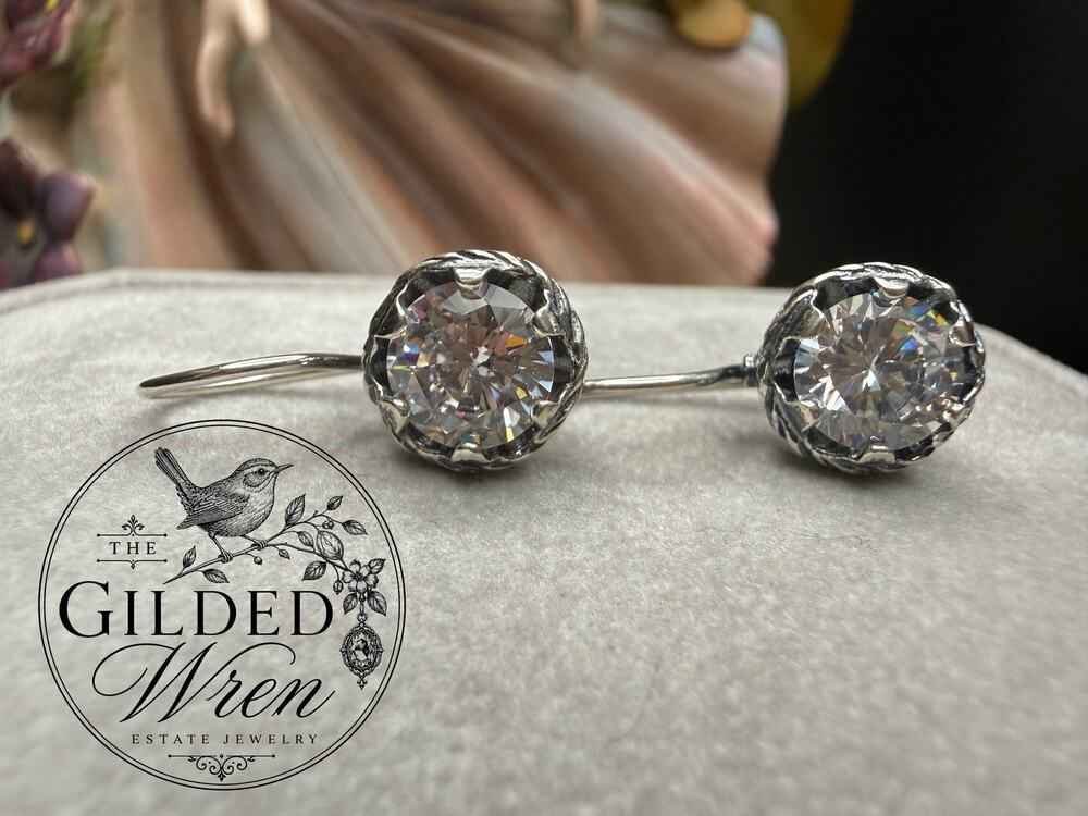 Didae Shablool Israel 925 Sterling Silver CZ Leverback Earrings 8mm